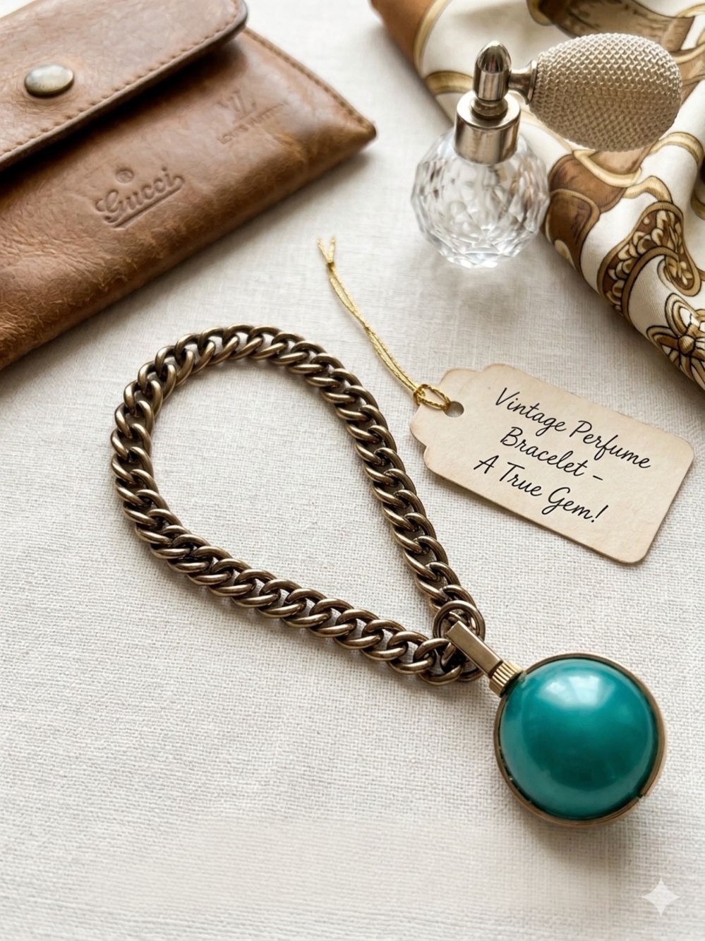 Vintage Turquoise Enamel Perfume Bracelet